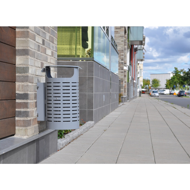 HAGS Waste Bin Örebro 25 L Standard - Wall and Post Mounting (Colour: Black)
