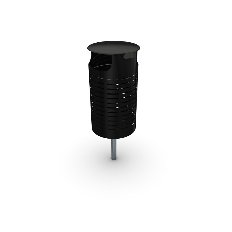 HAGS Waste Bin Örebro 25 L Standard - For Concreting (Colour: Black) Front view
