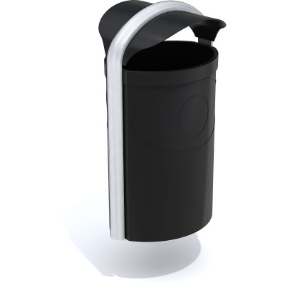 HAGS waste bin Ellipse 60 L standard - wall mount (colour: black)