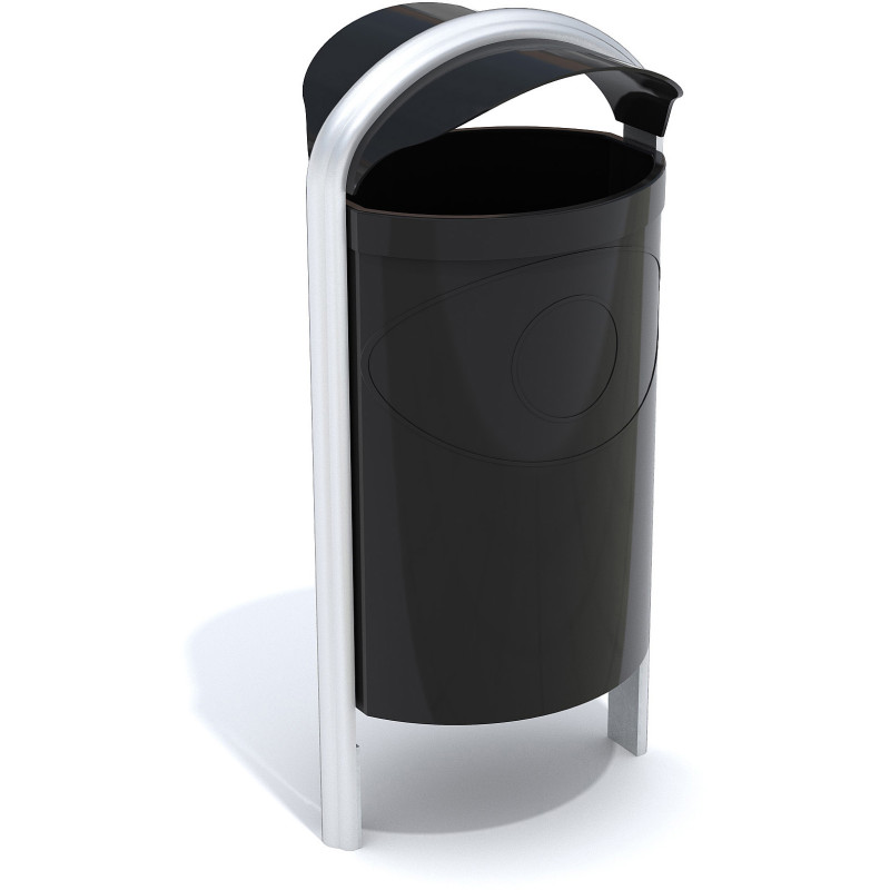 HAGS waste bin Ellipse 60 L standard - for setting in concrete (colour: black) Front view