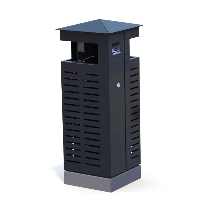 HAGS Nora Waste Bin with Ashtray Standard - for Burying (Colour: Black) Front view