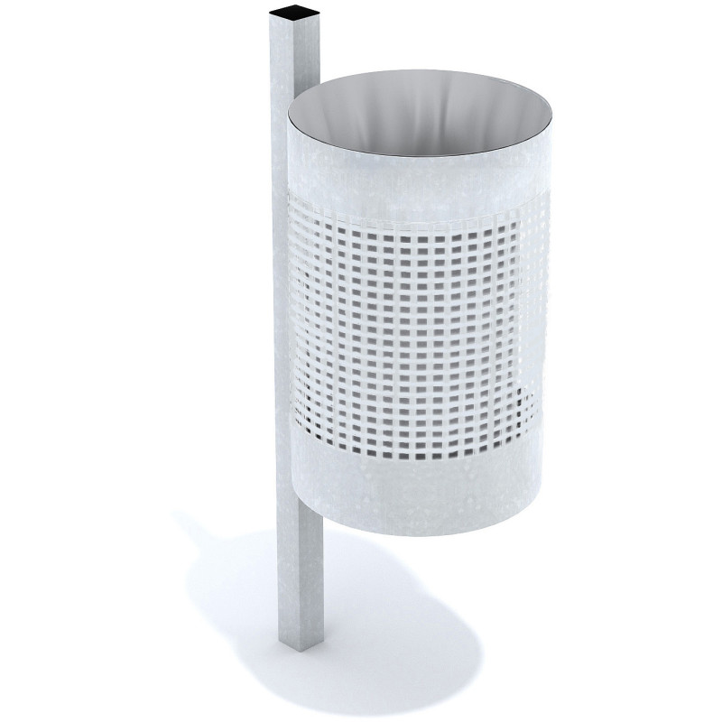 HAGS waste bin Oxel 25 L side post standard - for setting in concrete (colour: galvanized) Front view