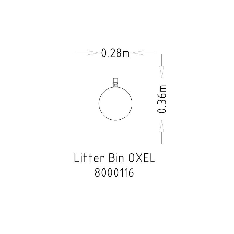 HAGS waste bin Oxel 25 L side post standard - for setting in concrete (colour: galvanized)