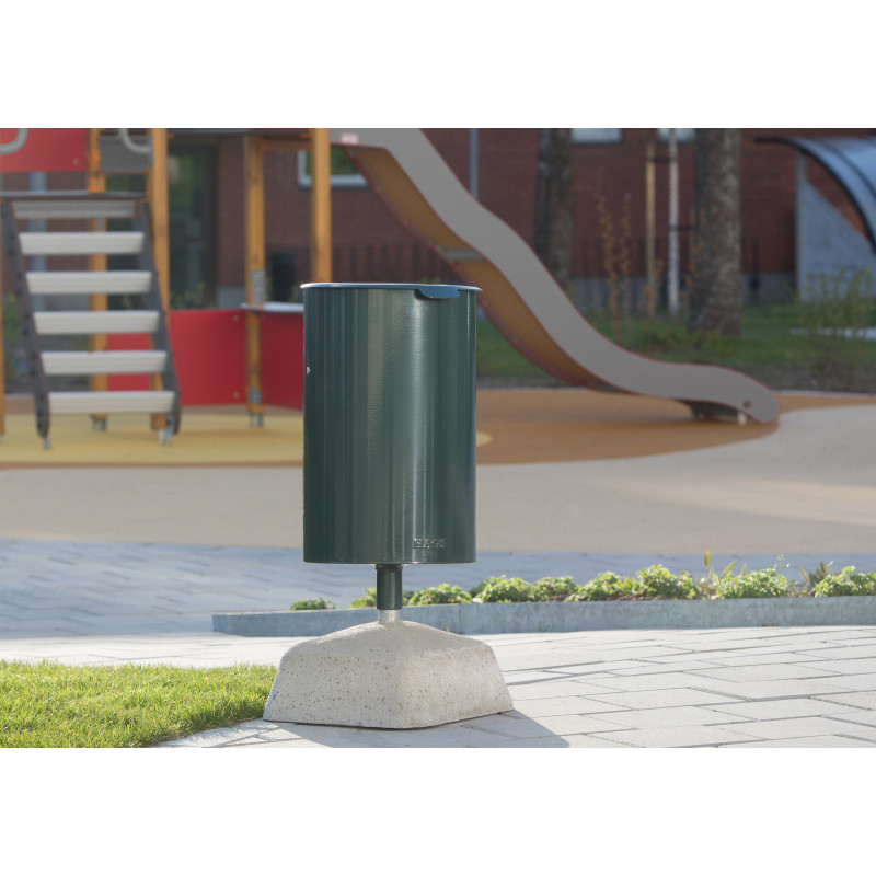 HAGS waste bin Poppel 25 L side post standard - for setting in concrete (colour: green)