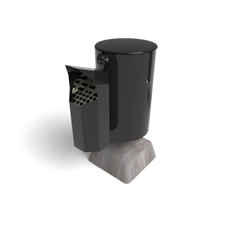 HAGS Waste Bin Poppel/Asken with Ashtray Standard - Freestanding (Colour: Black) Front view