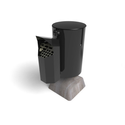 HAGS Waste Bin Poppel/Asken with Ashtray Standard - Freestanding (Colour: Black)