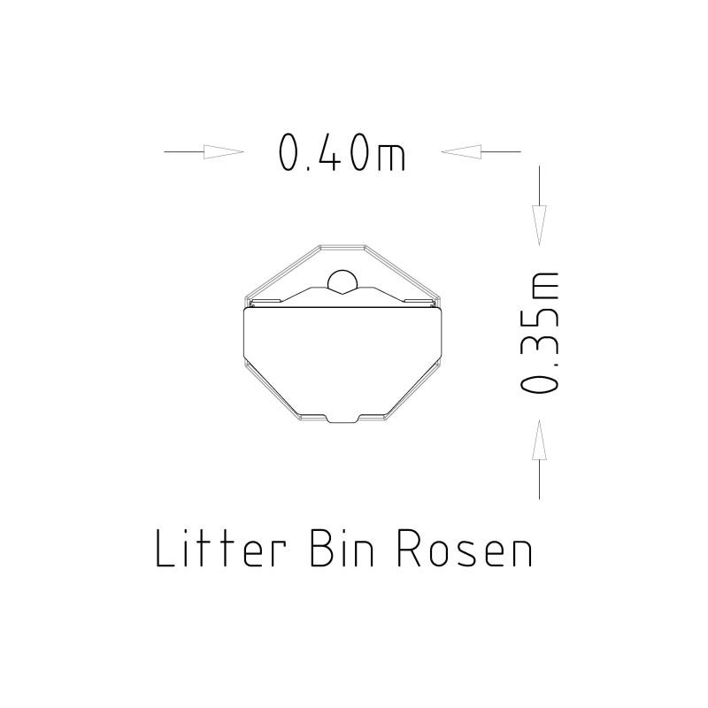 HAGS Rosen 40 L Waste Bin with Concrete Foot Freestanding Standard (Color: Black) (8059337)