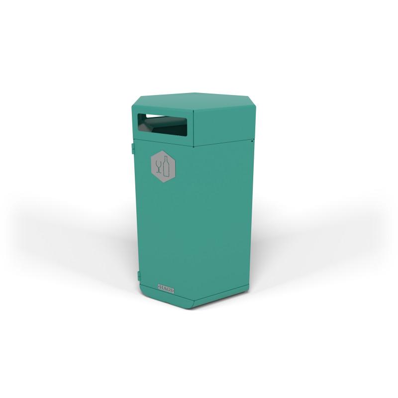 HAGS Rosenlund Standard Glass Recycling Waste Bin 180 Liter (Color: Green/Cream White) (8081817)