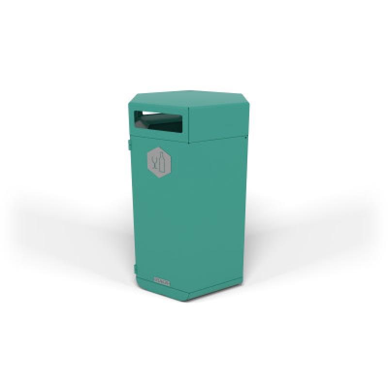 HAGS Rosenlund Standard Glass Recycling Waste Bin 180 Liter (Color: Green/Cream White) (8081817)