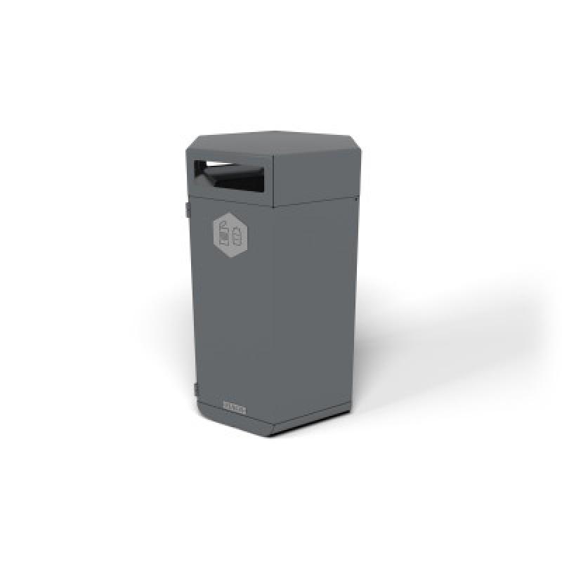 HAGS Rosenlund Standard Metal Recycling Waste Bin 180 Liter (Color: Dark Grey) (8081819)