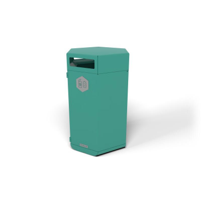 HAGS Rosenlund Standard Metal Recycling Waste Bin 180 Liter (Color: Green/Cream White) (8081822)