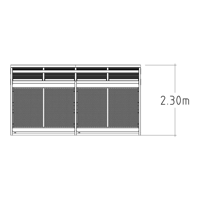 HAGS Lockable gate for bicycle shelter/bicycle box/bicycle garage with straight roof with steel posts standard - for digging in (color: galvanized) (8061917)