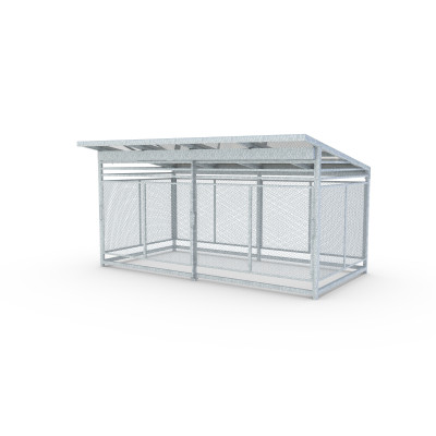 HAGS Lockable gate for bicycle shelter/bicycle box/bicycle garage with straight roof with steel posts standard - for digging in (color: galvanized) (8061917)