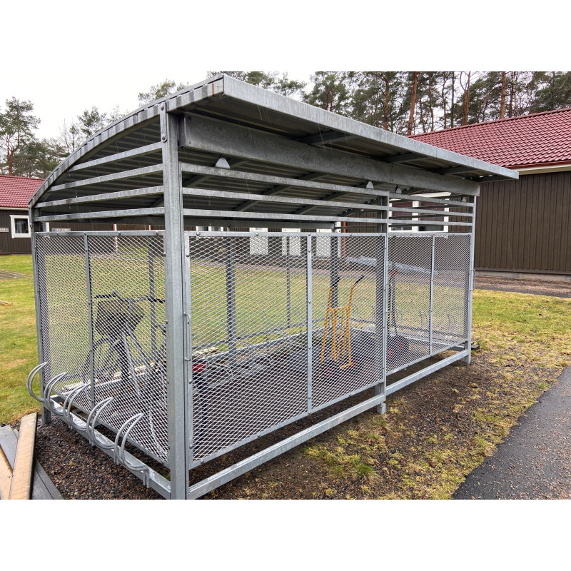 HAGS Lockable gate for bicycle shelter / bicycle box / bicycle garage with vaulted roof with steel posts standard - for digging in (color: galvanized) (8064219)