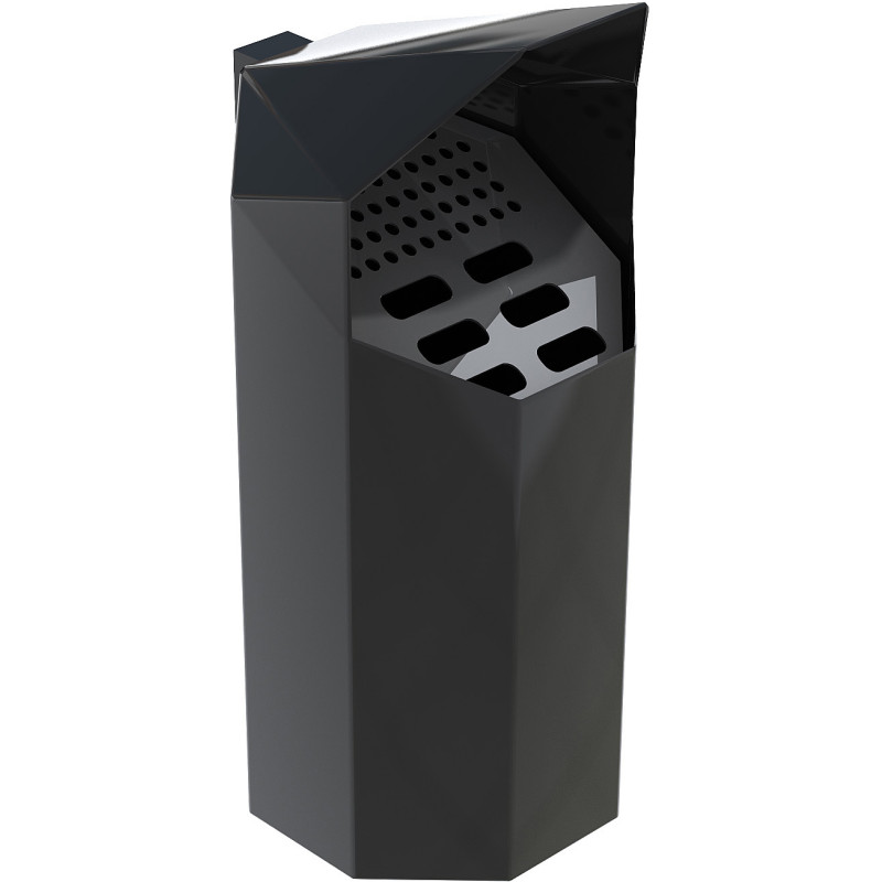 HAGS Ashtray Asken with Hood Standard - Wall Mount (Colour: Black)