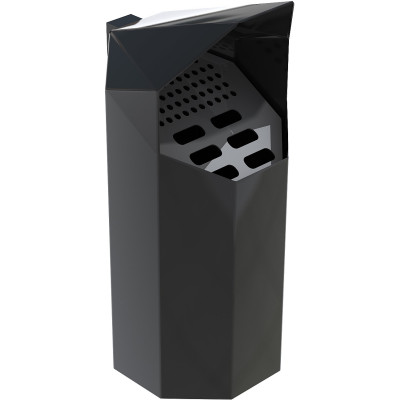 HAGS Ashtray Asken with Hood Standard - Wall Mount (Colour: Black)