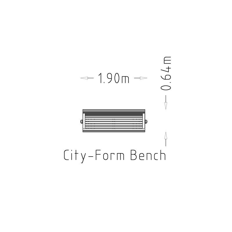 HAGS City-Form Standard Bench with Armrests and Backrest (Color: Brown/Black) (8042482)