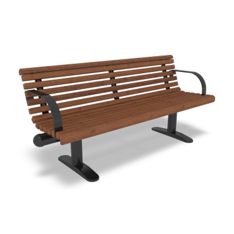 HAGS City-Form Standard Bench with Armrests and Backrest (Color: Brown/Black) (8042482)