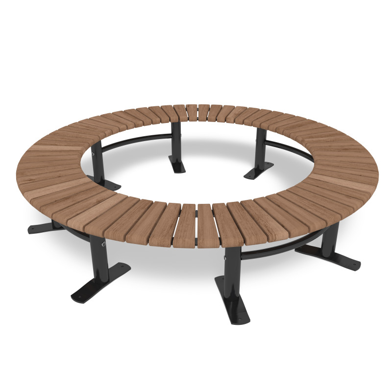 HAGS Bench, curved, 360°, Sofiero Thermo Standard - Freestanding (Colour: Black)