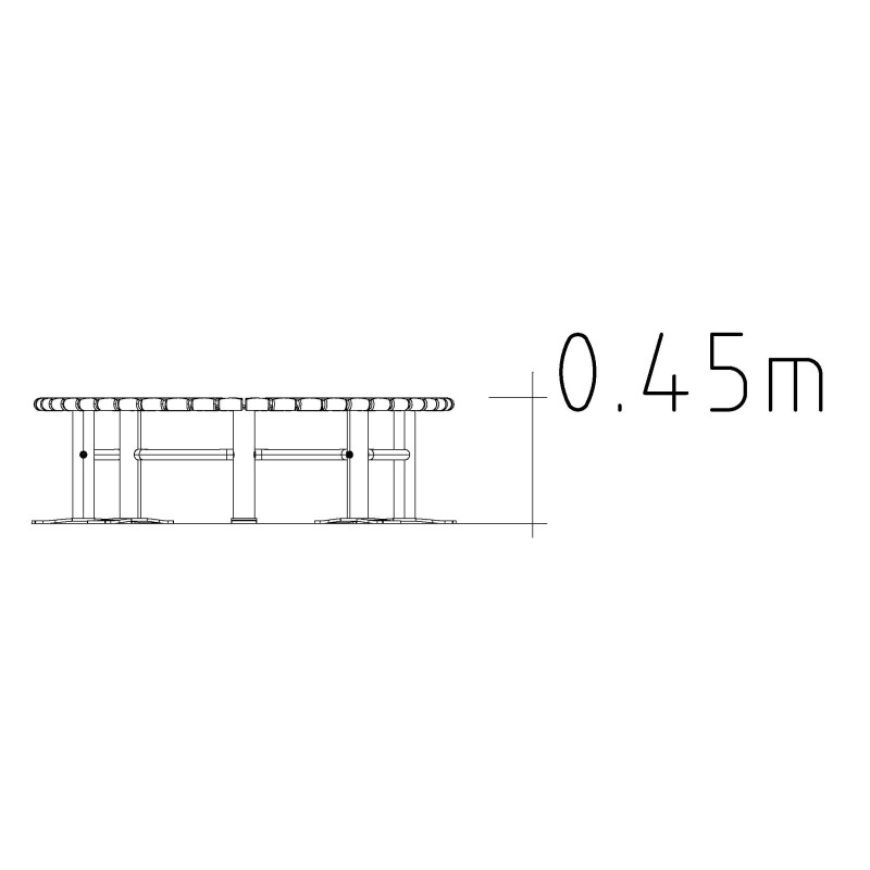 HAGS Bench, curved, 360°, Sofiero Thermo Standard - Freestanding (Colour: Galvanized)