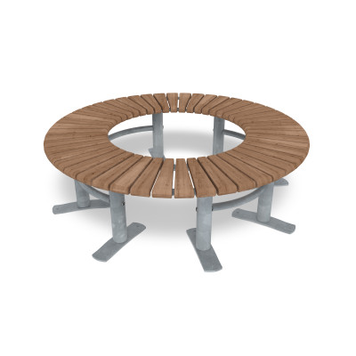 HAGS Bench, curved, 360°, Sofiero Thermo Standard - Freestanding (Colour: Galvanized)
