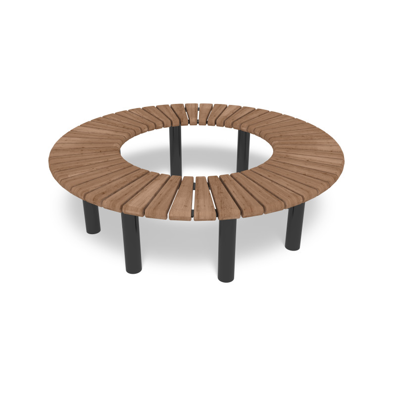 HAGS bench, curved, 360°, Sofiero Thermo Standard - for setting in concrete (color: black)