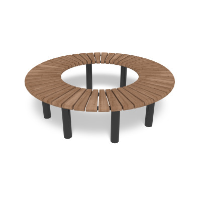 HAGS bench, curved, 360°, Sofiero Thermo Standard - for setting in concrete (color: black)