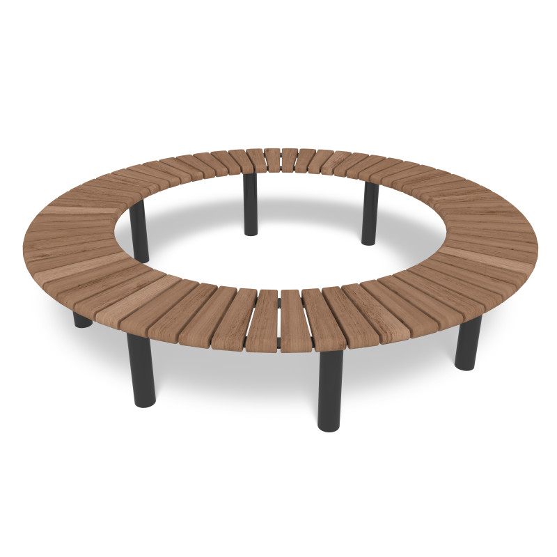 HAGS bench, curved, 360°, Sofiero Thermo Standard - for setting in concrete (color: black)