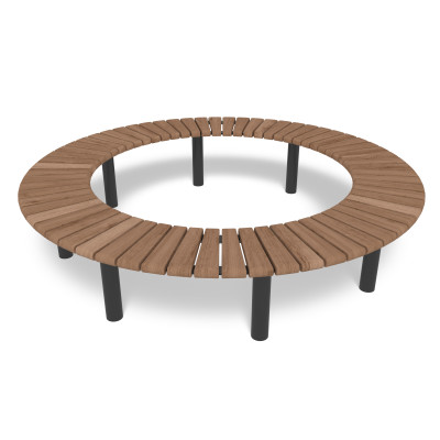 HAGS bench, curved, 360°, Sofiero Thermo Standard - for setting in concrete (color: black)