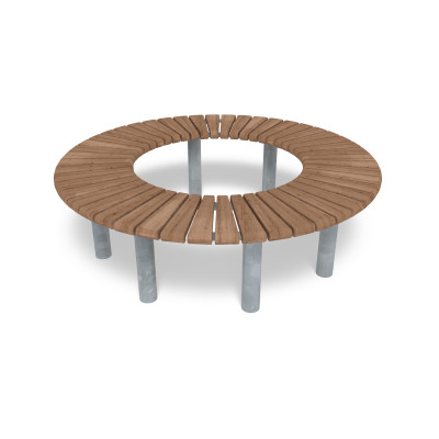 HAGS bench, curved, 360°, Sofiero Thermo Standard - for setting in concrete (color: galvanized)