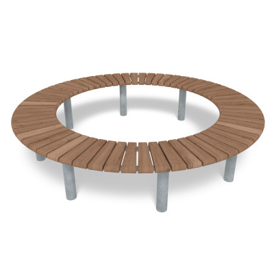 HAGS bench, curved, 360°, Sofiero Thermo Standard - for setting in concrete (color: galvanized)