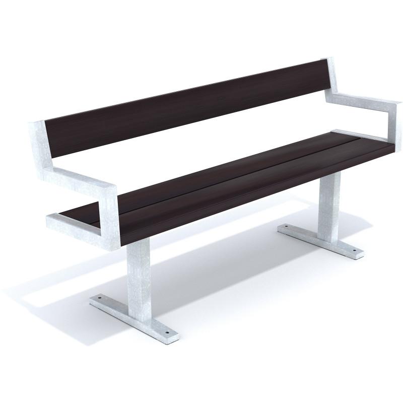 HAGS Pixbo Standard Bench with Armrest and Backrest (Color: Black/Galvanized) (8037086)
