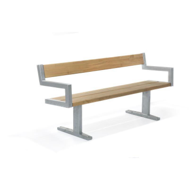 HAGS Pixbo Standard Bench with Armrest and Backrest (Color: Galvanized) (8037088)