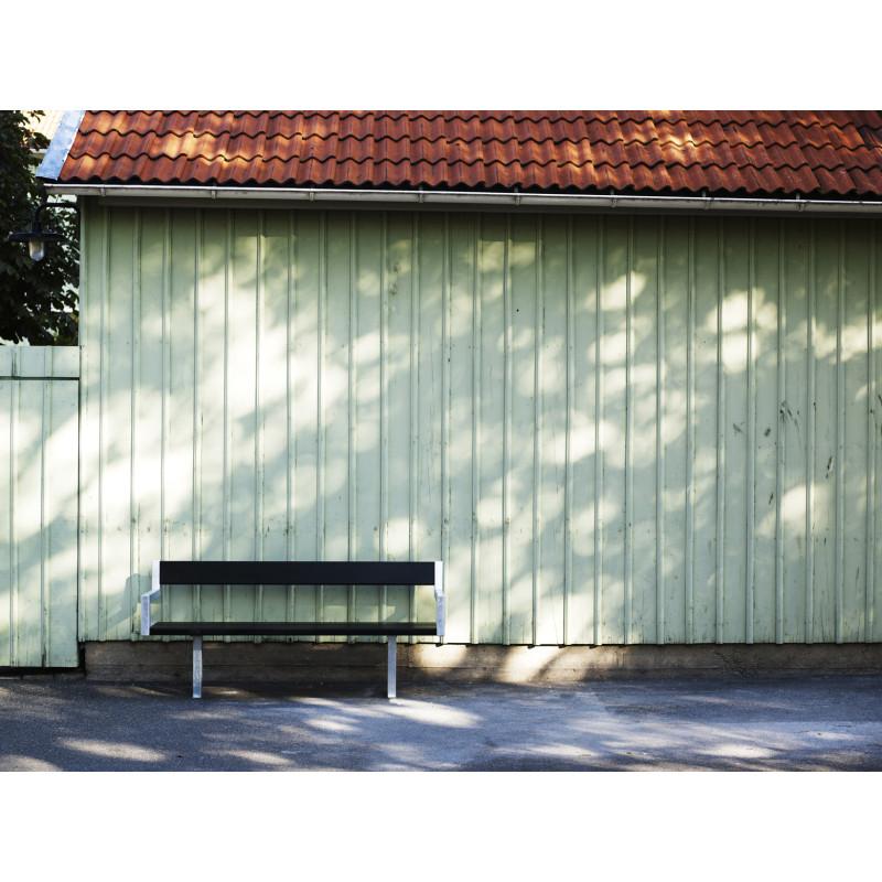 HAGS Pixbo Standard Bench with Armrest and Backrest for Setting in Concrete (Color: Black/Galvanized) (8037085)