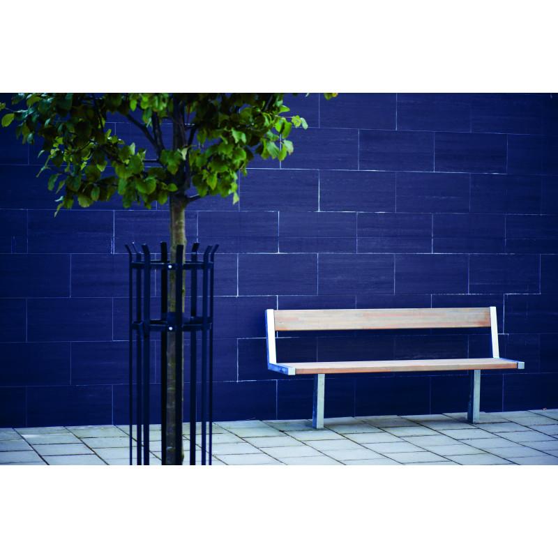 HAGS Pixbo Standard Bench with Armrest and Backrest for Setting in Concrete (Color: Galvanized) (8037087)