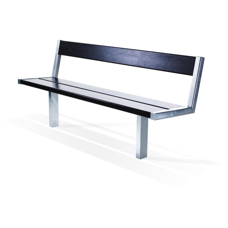 HAGS Pixbo Standard Bench with Backrest (Color: Black/Galvanized) (8037079)