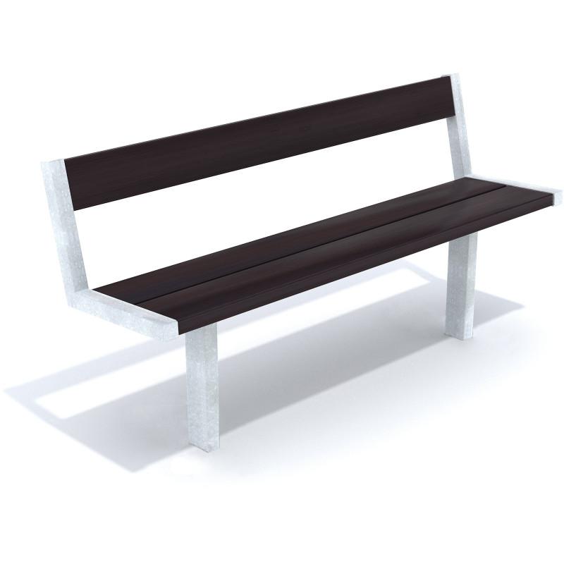 HAGS Pixbo Standard Bench with Backrest for Setting in Concrete (Color: Black/Galvanized) (8037076)