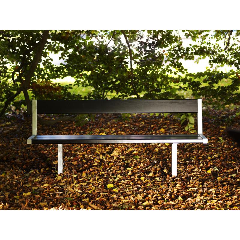 HAGS Pixbo Standard Bench with Backrest for Setting in Concrete (Color: Black/Galvanized) (8037076)