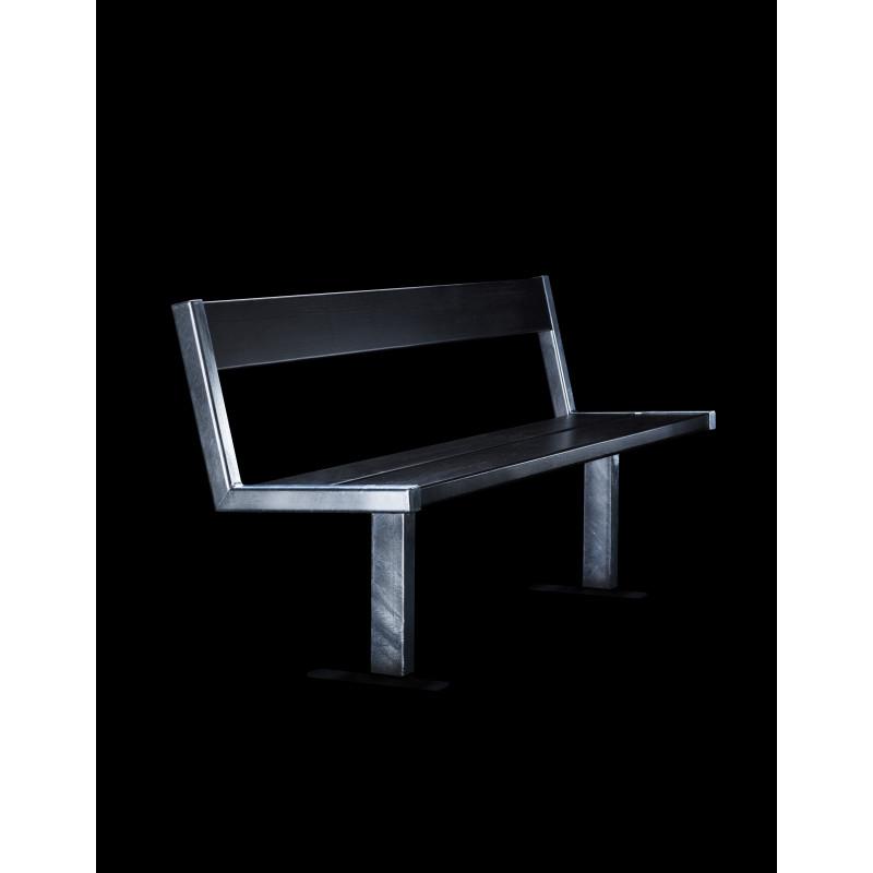 HAGS Pixbo Standard Bench with Backrest for Setting in Concrete (Color: Black/Galvanized) (8037076)