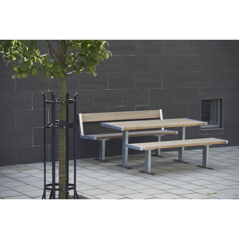 HAGS Pixbo Standard Bench with Backrest for Setting in Concrete (Color: Galvanized) (8037080)