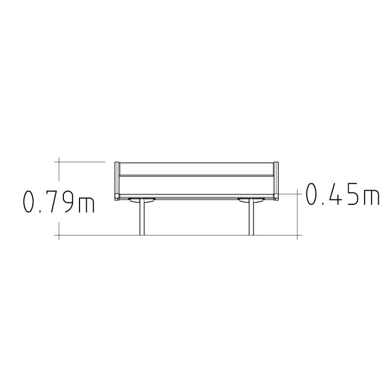 HAGS Pixbo Standard Bench with Backrest for Setting in Concrete (Color: Galvanized) (8037080)
