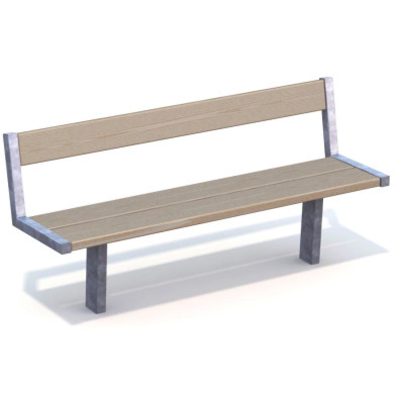 HAGS Pixbo Standard Bench with Backrest for Setting in Concrete (Color: Galvanized) (8037080)