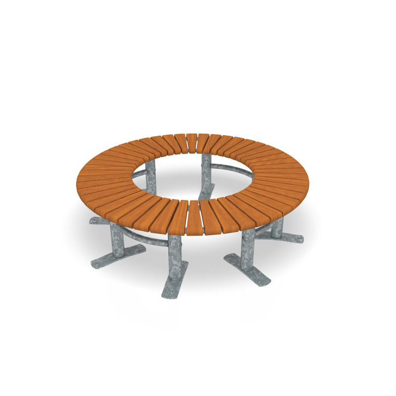 HAGS Bench Rondell 360° Sofiero Hardwood Standard - Freestanding (Colour: Galvanized)
