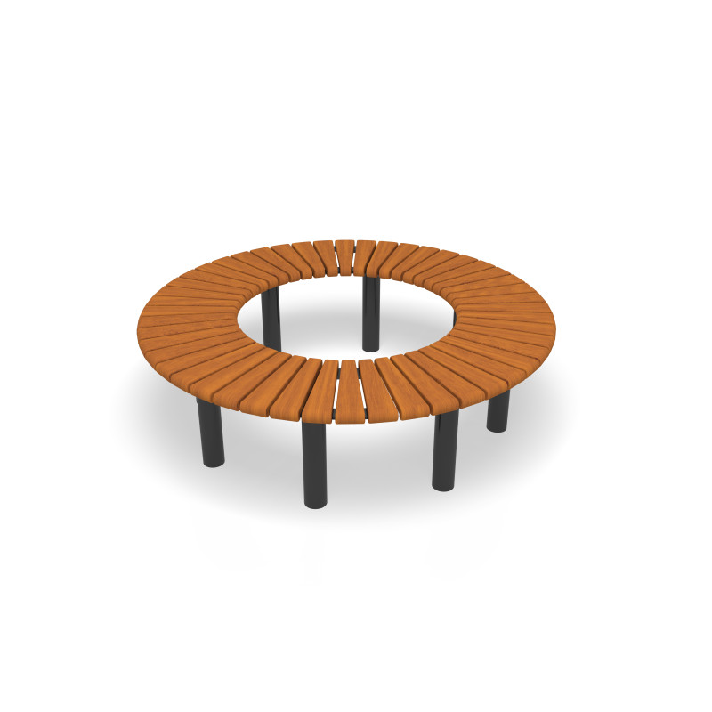 HAGS Bench Rondell 360° Sofiero Hardwood Standard - For Concreting (Colour: Black) Front view
