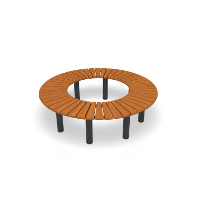 HAGS Bench Rondell 360° Sofiero Hardwood Standard - For Concreting (Colour: Black)