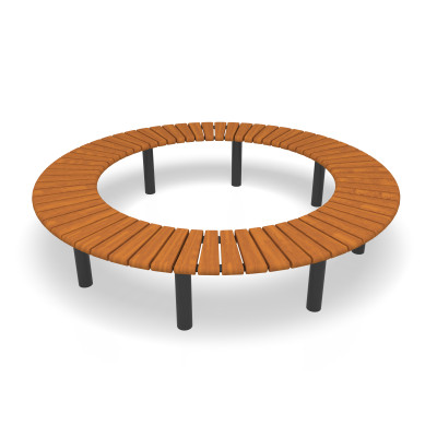 HAGS Bench Rondell 360° Sofiero Hardwood Standard - For Concreting (Colour: Black)