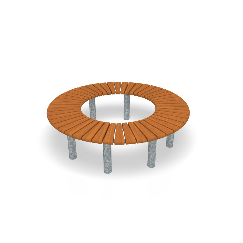 HAGS Bench Rondell 360° Sofiero Hardwood Standard - For Concreting (Colour: Galvanized)