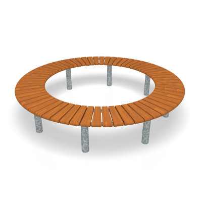 HAGS Bench Rondell 360° Sofiero Hardwood Standard - For Concreting (Colour: Galvanized)