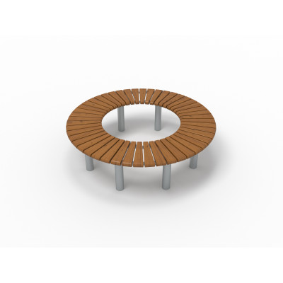 HAGS Bench Rondell 360° Sofiero Standard - for setting in concrete (color: dark brown/galvanized)