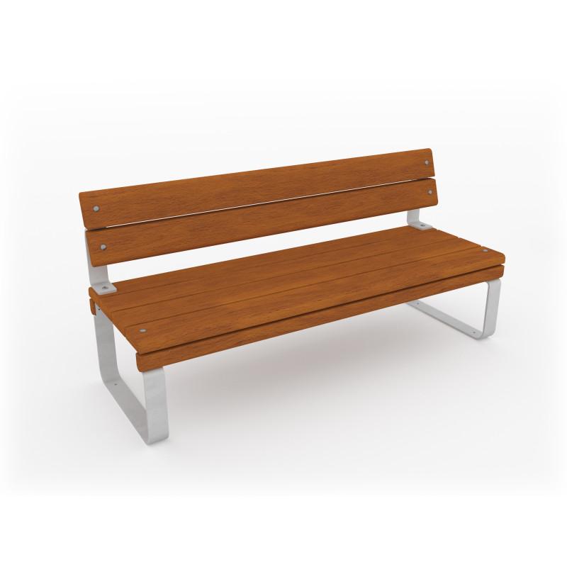 HAGS Rosenlund Hardwood Standard Park Bench with Backrest Front view